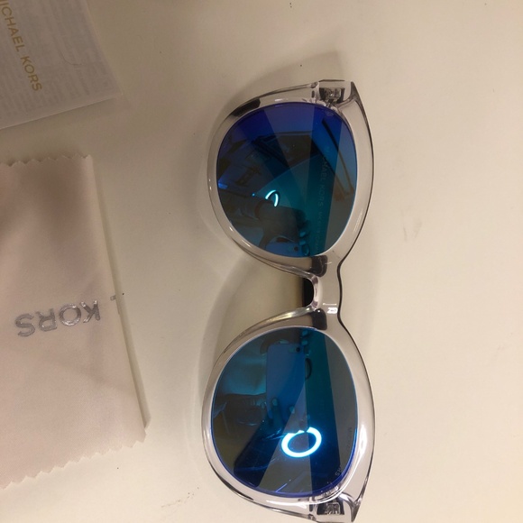 Michael Kors (MK6019) Champagne Beach Clear Frame, Blue Mirror lens Sunglasses - Picture 10 of 10